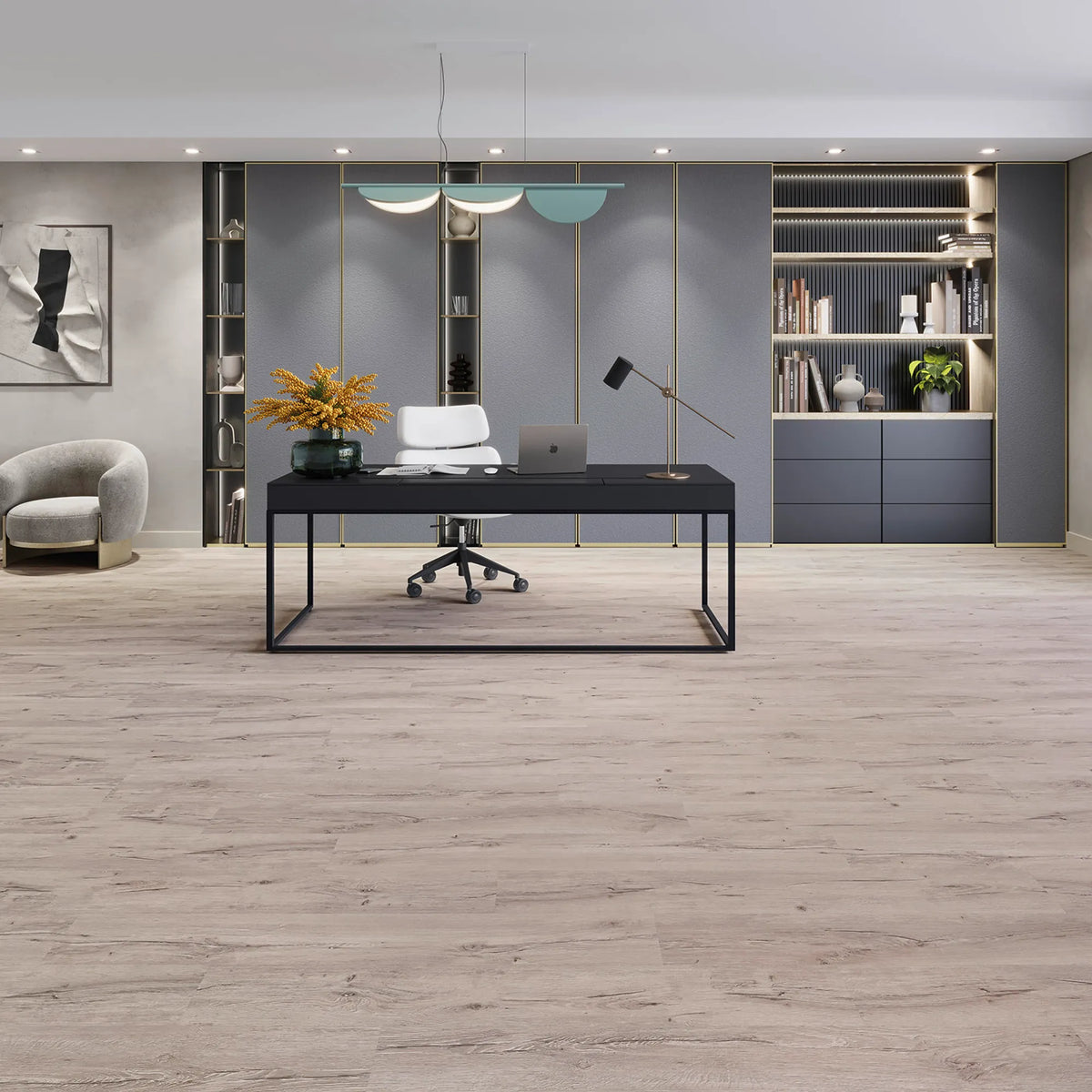 JOKA Design 555 Dryback 5529 Rustic Grey Oak Klebevinyl Raumansicht Holzdekor
