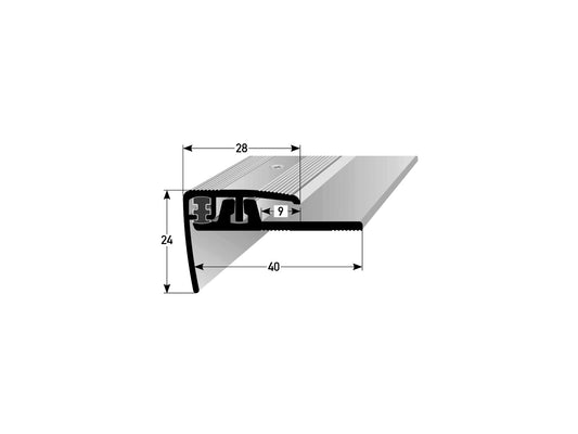 Cavum Treppenkantenprofil für Klick Designboden Edelstahlfarbig 2,7 m, Bodenprofil aus Aluminium