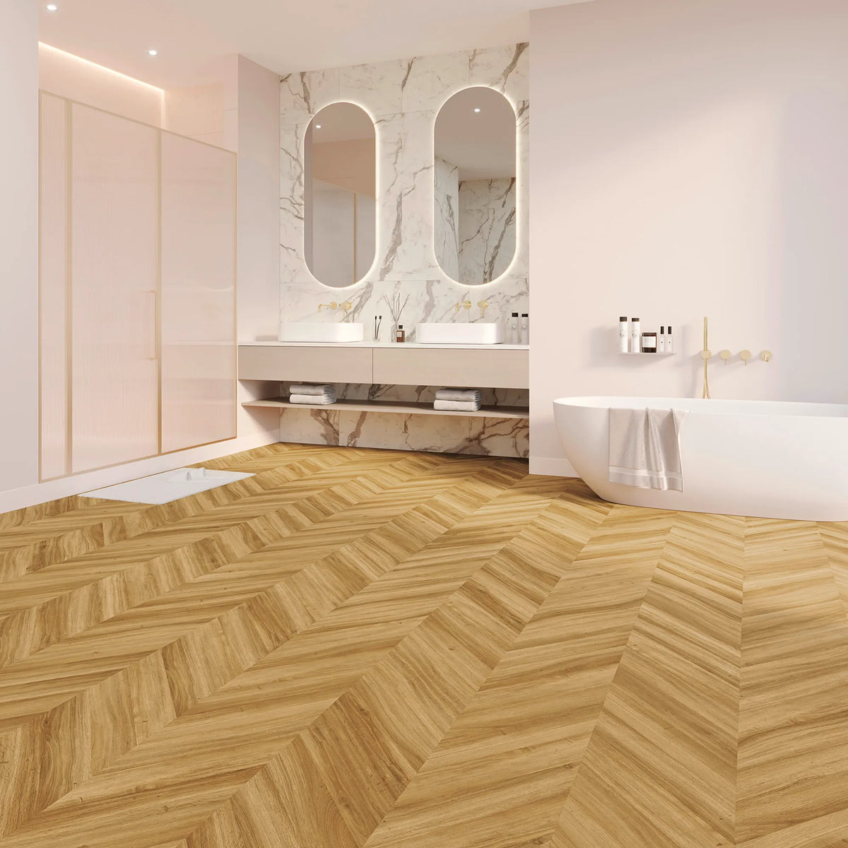 JOKA Design 555 Evolut Chevron Dryback 5803 Amber Oak Klebevinyl