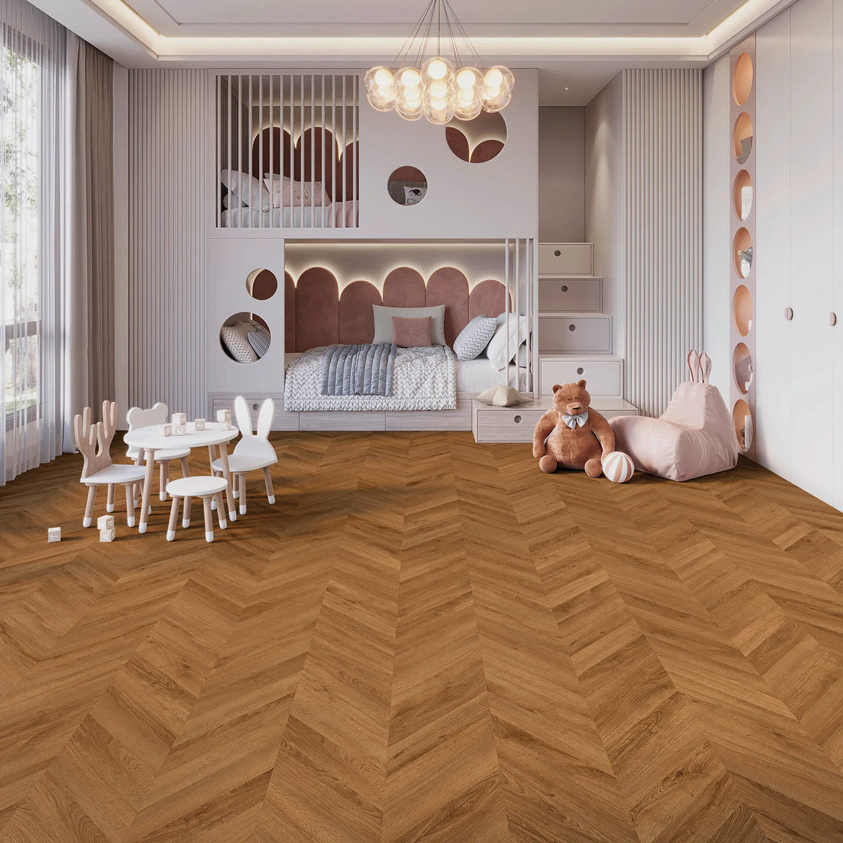 JOKA Design 555 Evolut Chevron Dryback 5805 Cognac Oak EIR Klebevinyl