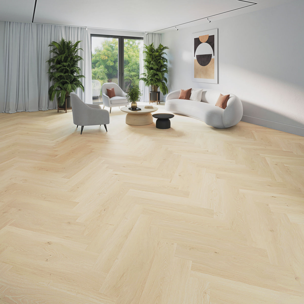 JOKA Design 555 Wooden Styles Herringbone Dryback 6701 Oak Light EIR Klebevinyl