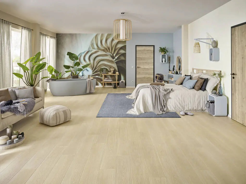 JOKA Xplora NEXT 833 Finesse 8656 Oak infinity palewhite V4 als Raumbild im Schlafzimmer