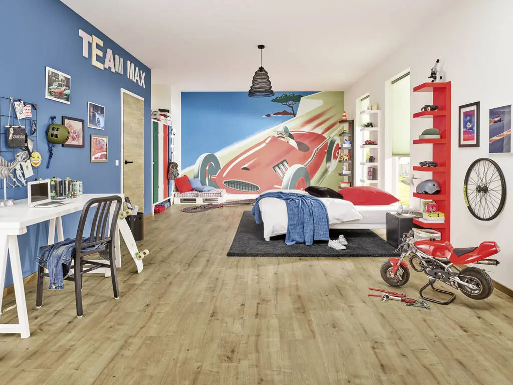 Kinderzimmer mit JOKA Xplora NEXT 833 Wide Timeless 8837 Oak cottage V4 Naturdesignboden